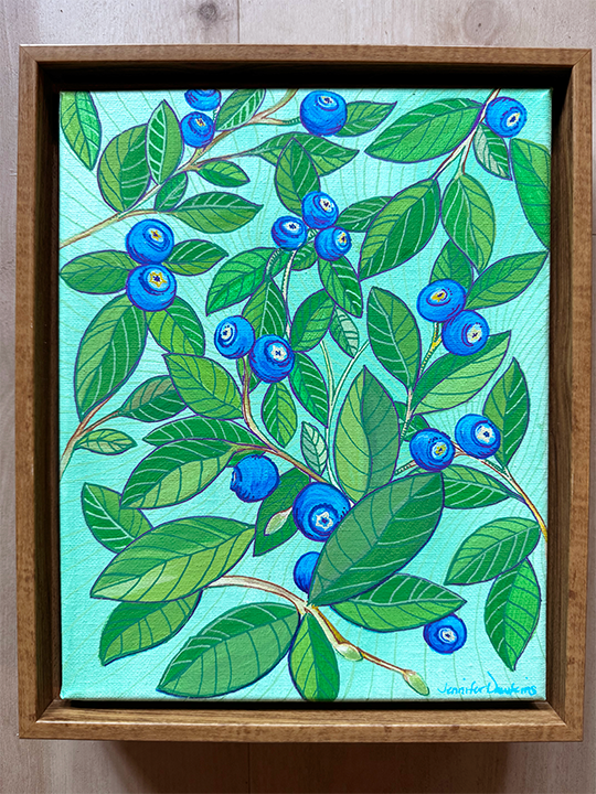 Blueberries - framed 8x10" original acrylic on canvas