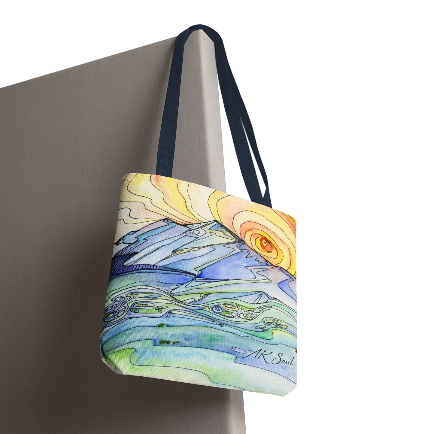 Watercolor Mountain Sunrise Tote Bag
