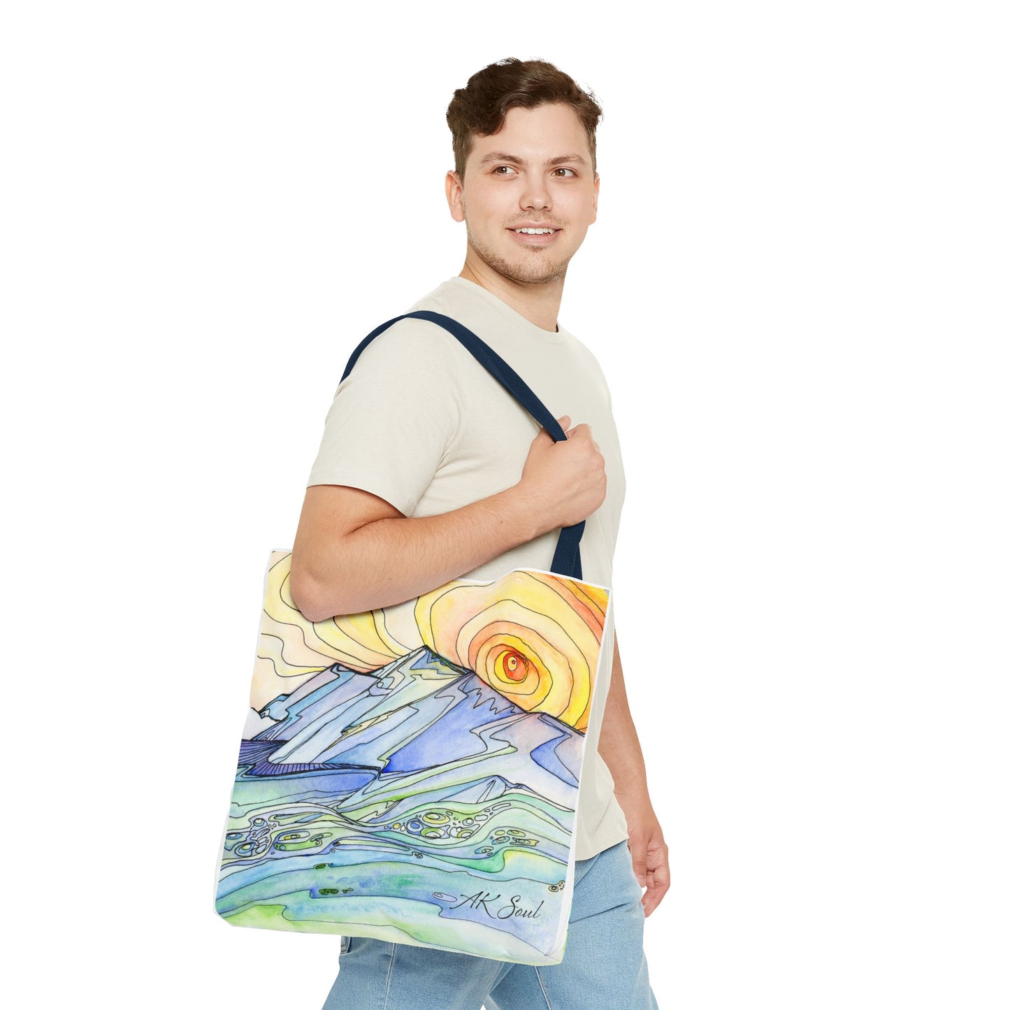 Watercolor Mountain Sunrise Tote Bag