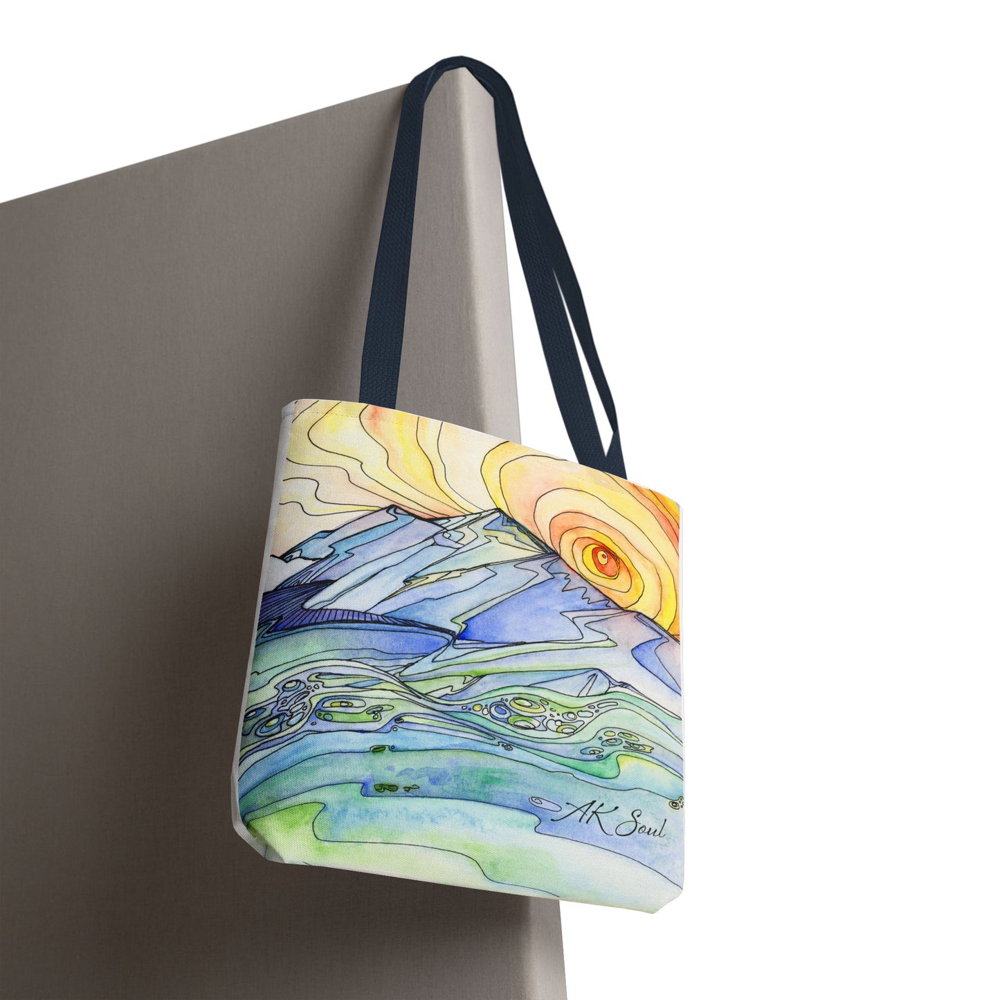 Watercolor Mountain Sunrise Tote Bag