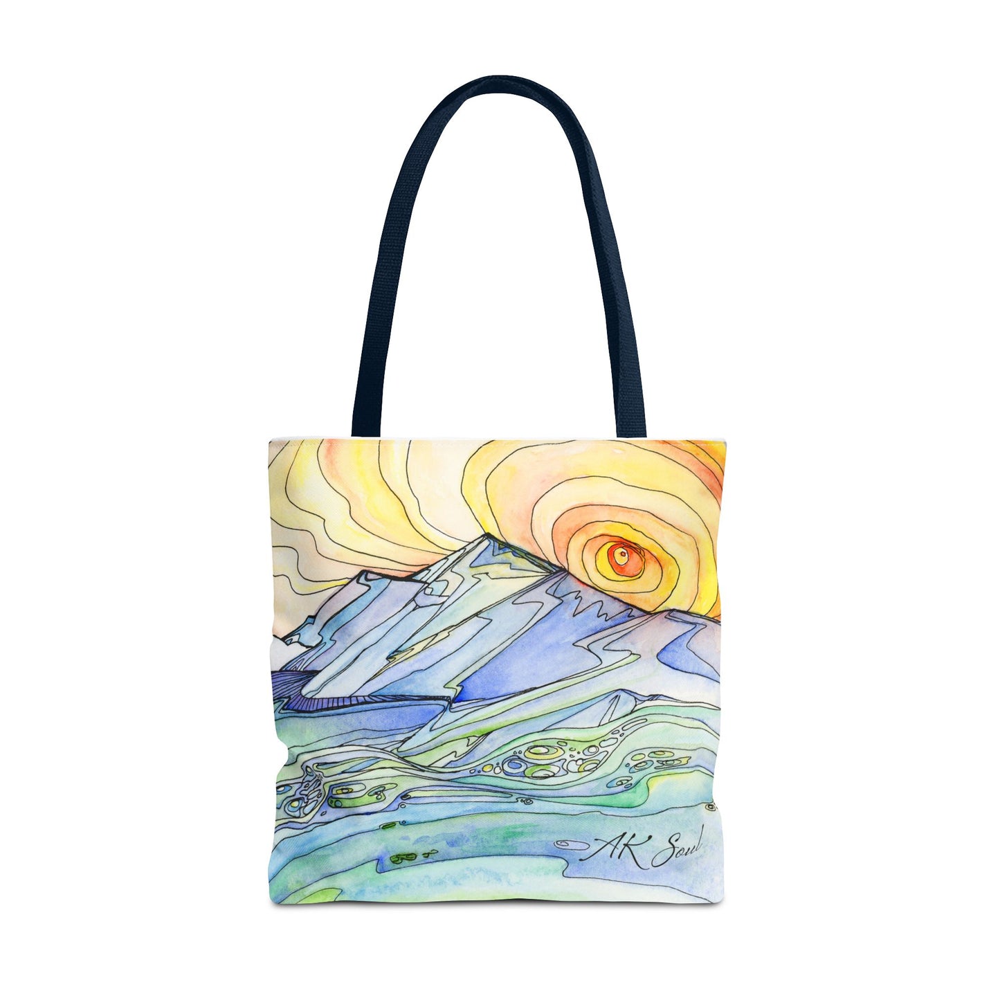 Watercolor Mountain Sunrise Tote Bag