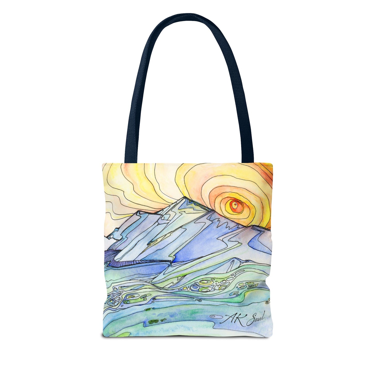 Watercolor Mountain Sunrise Tote Bag