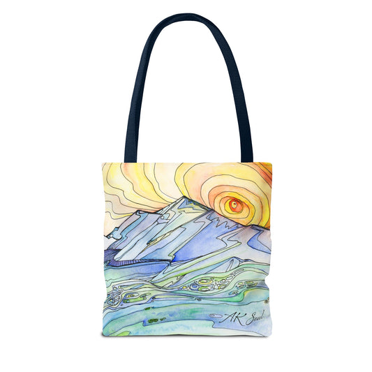 Watercolor Mountain Sunrise Tote Bag