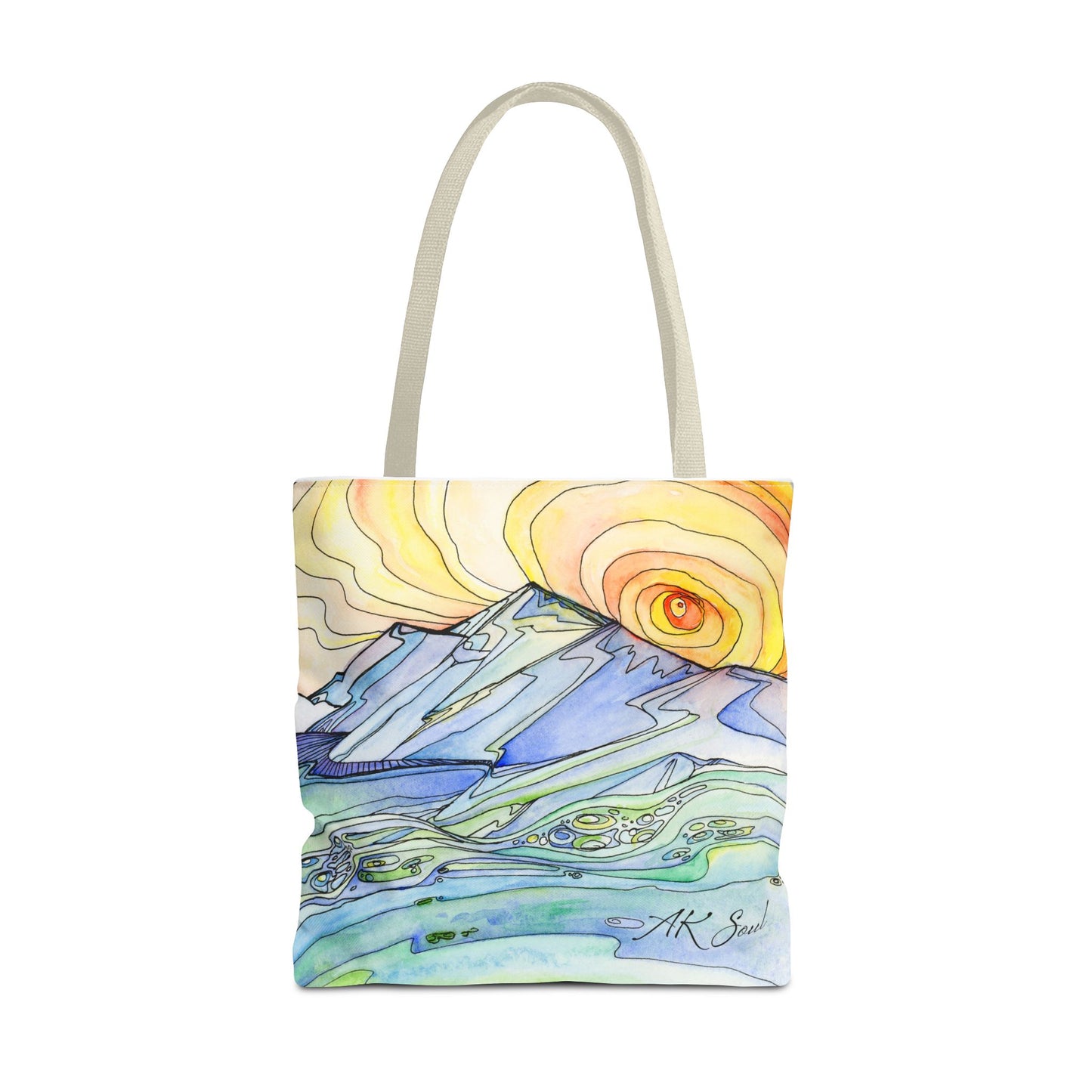 Watercolor Mountain Sunrise Tote Bag
