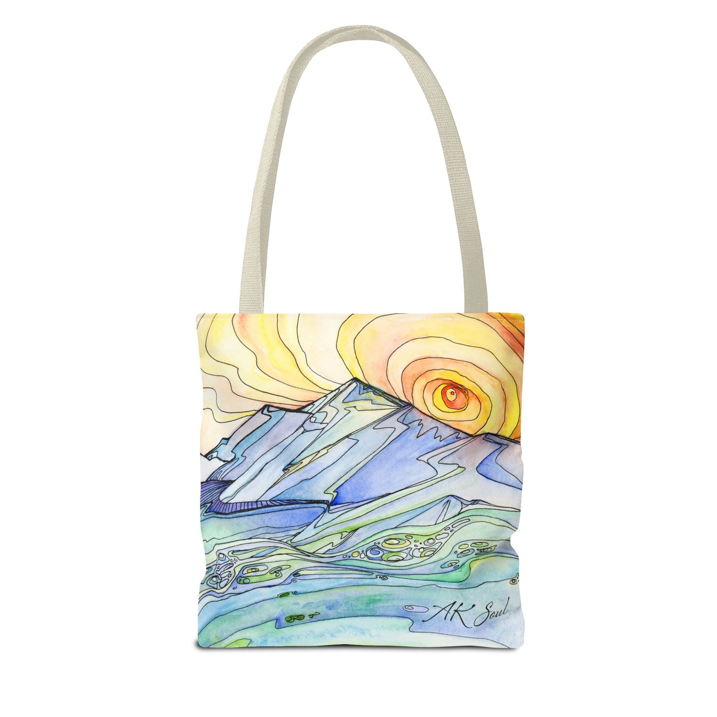 Watercolor Mountain Sunrise Tote Bag