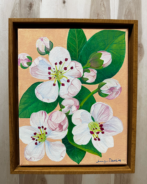 Apple Blossoms Acrylic on 8"x10" canvas original - framed