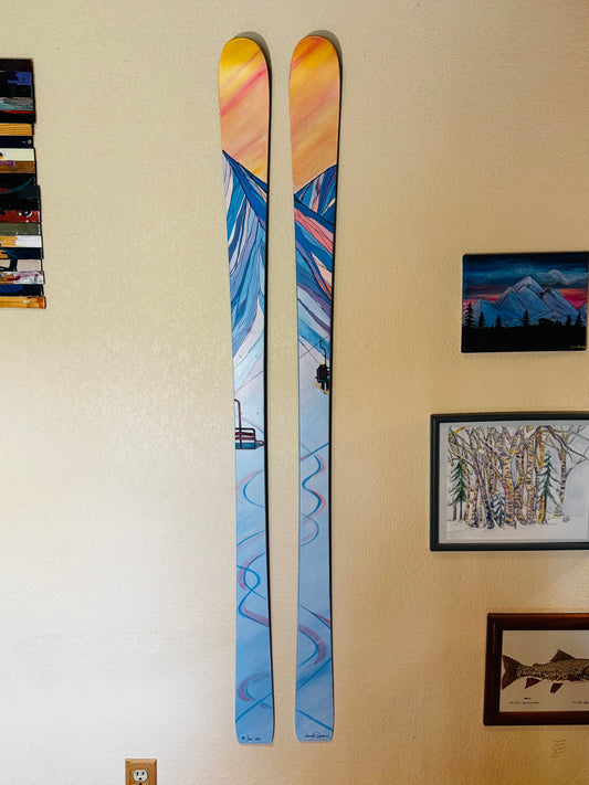 First Tracks - Original hand painted acrylic on skis