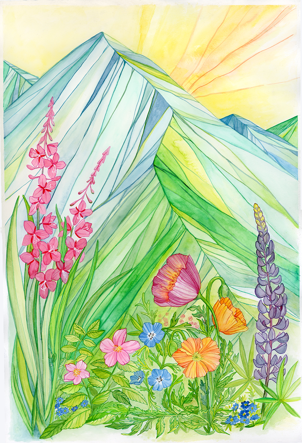 Original My Favorite Wildflowers watercolor