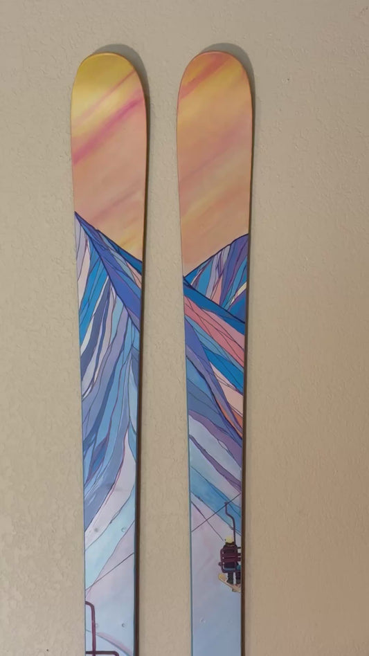 First Tracks - Original hand painted acrylic on skis